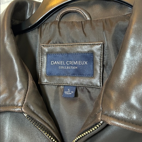 Daniel Cremieux Mens Large Lambskin Leather Zip Jacket Brown Bomber Elevated - Picture 4 of 16
